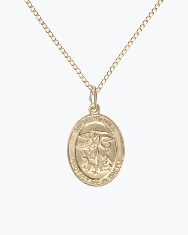 St. Michael the Archangel Large "Protect Me" Pendant - Gold Options