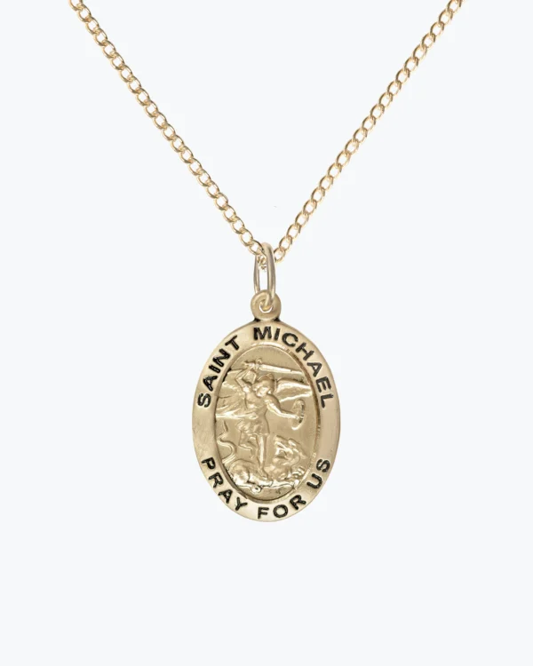 St. Michael Large "Pray for Us" Pendant - Gold Options