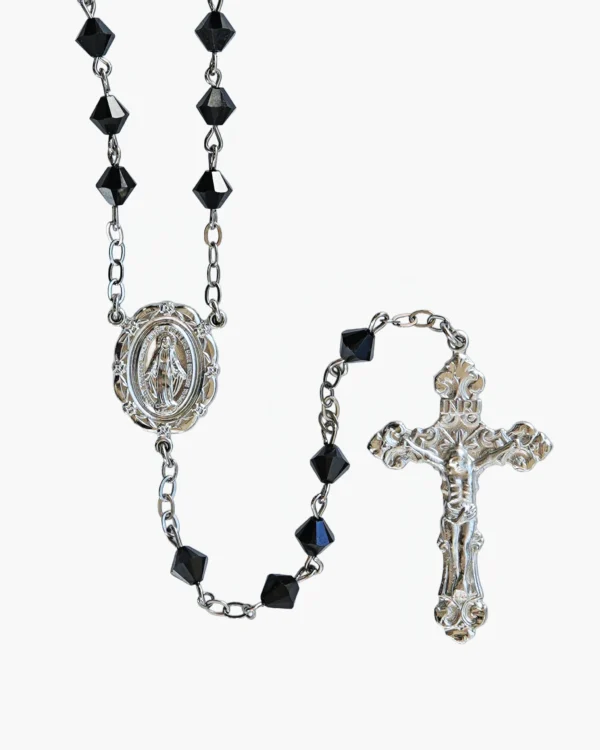 Marian Rosary Necklace - Jet Black